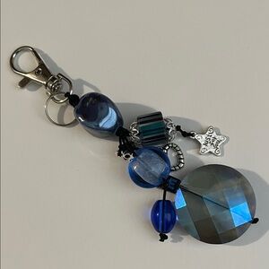 Elegant Blue Beaded Keychain
